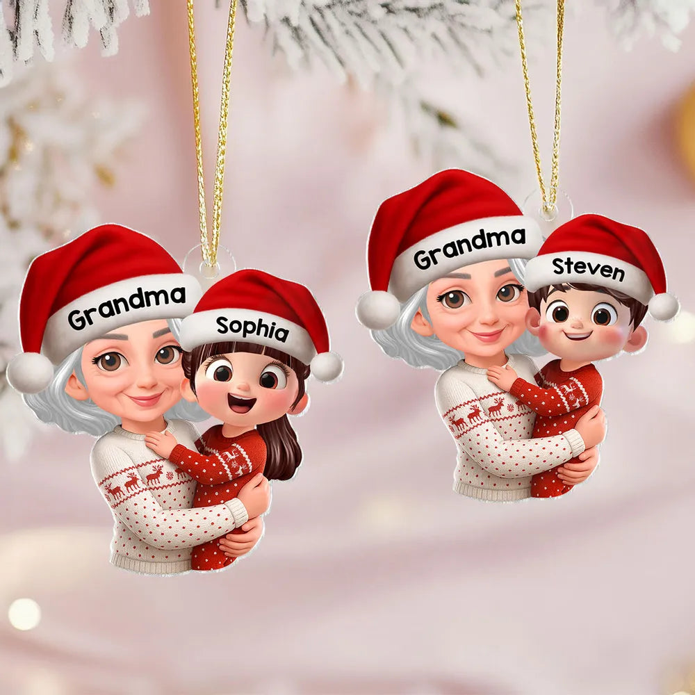 Custom Christmas Ornament for Grandma and Grandchild - Personalized Holiday Decor Ornament MagicInPrints