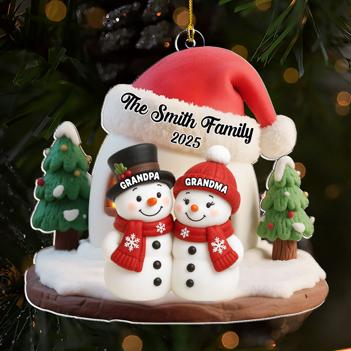 Personalized Family Snowman Christmas Ornament for Grandparents - Holiday Keepsake 2025 Ornament MagicInPrints