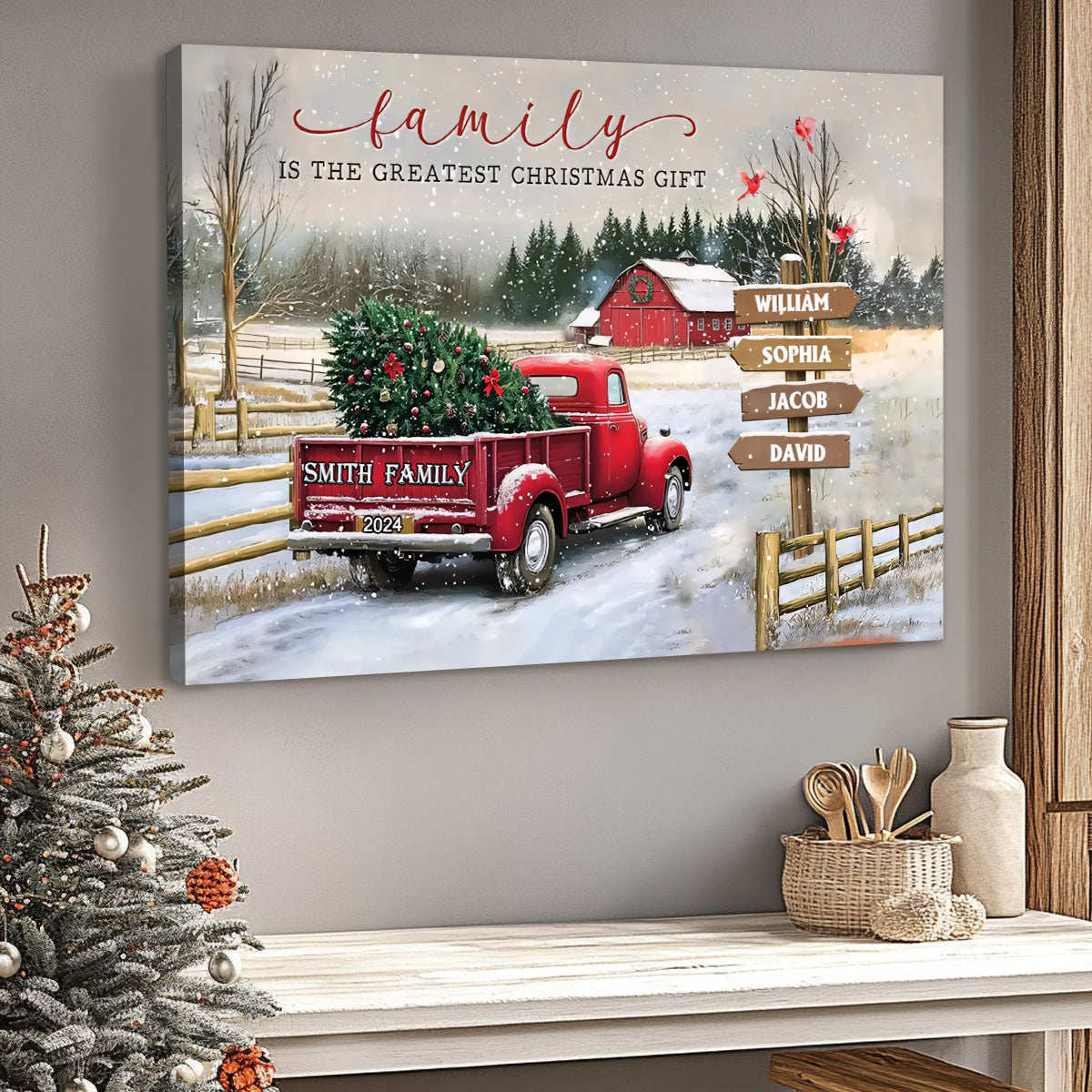 Personalized Christmas Canvas Wall Art for Family - Rustic Holiday Decor Poster or Canvas MagicInPrints