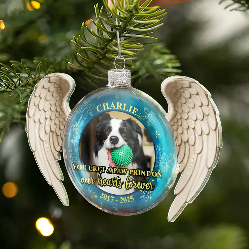 Personalized Pet Memorial Ornament with Angel Wings - Cherished Pet Remembrance Ornament MagicInPrints