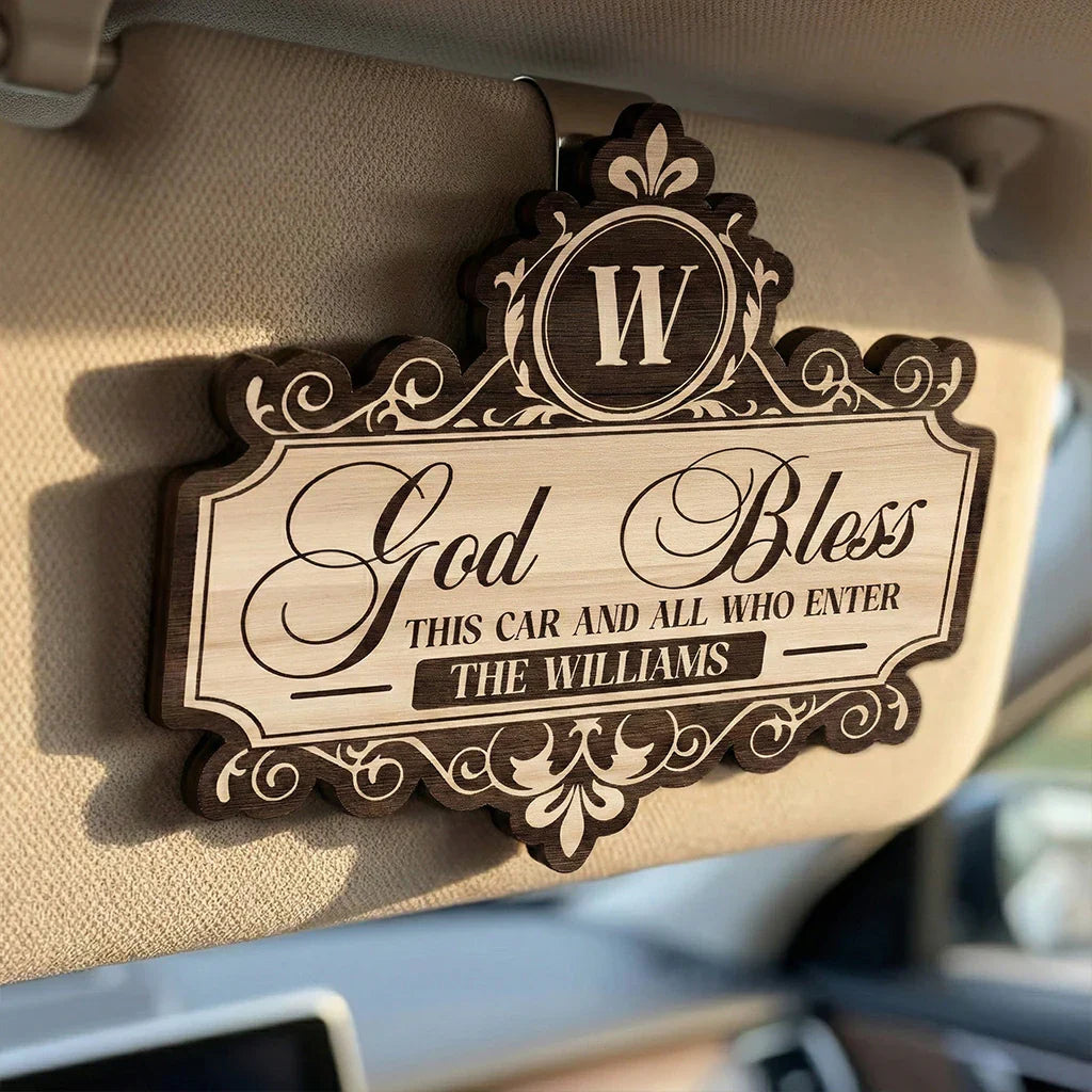 Personalized Car Blessing Plaque for Families - Religious Gift Car Hanger MagicInPrints