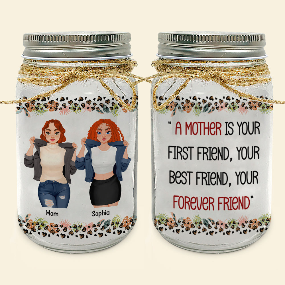 Personalized Mason Jar Light for Mom - Forever Friend Gift Drink Jar PopCulturePrints