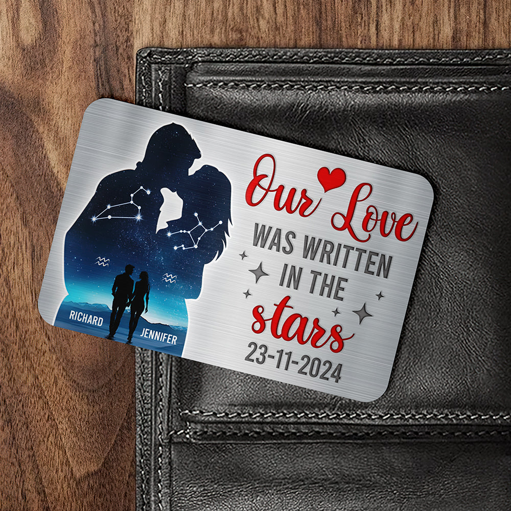 Custom Couple Aluminum Wallet Card - Our Love Was Written in the Stars Wallet Card PopCulturePrints