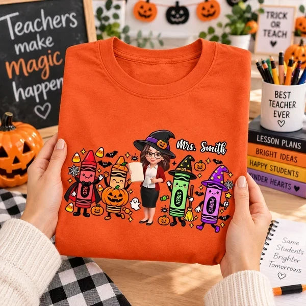Personalized Halloween Teacher Tee Custom Gift for Educators