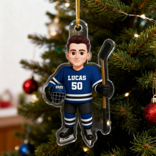 Custom Hockey Player Christmas Ornament for Kids - Personalized Gift Ornament MagicInPrints