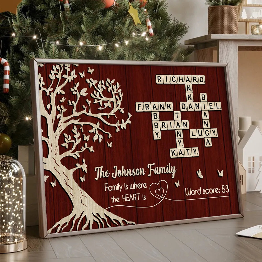 Personalized Family Tree Canvas Art - Custom Name Crossword for Home Decor Poster or Canvas MagicInPrints