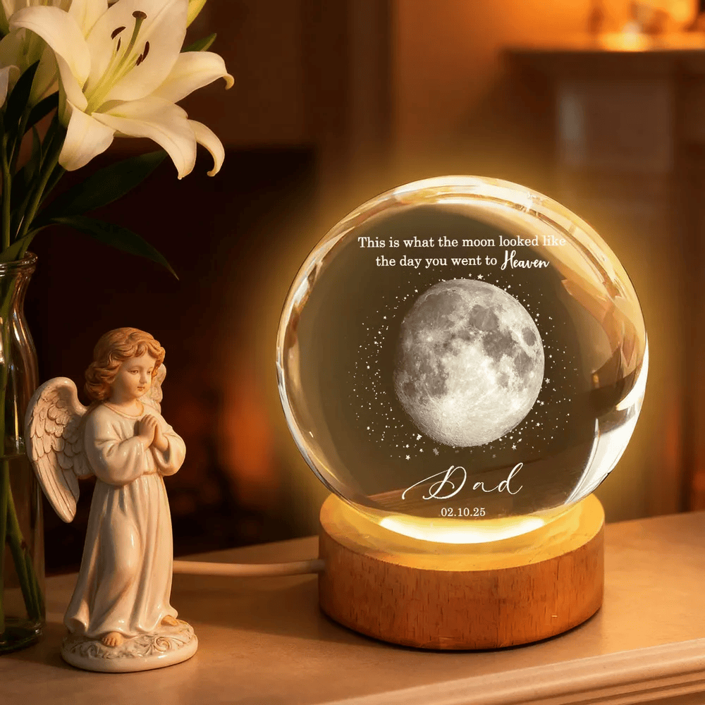 Personalized Moon Lamp Memorial Gift for Dad - Sentimental Keepsake Lamp MagicInPrints