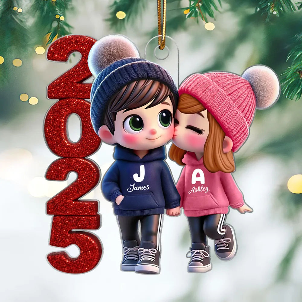Personalized Couple Ornament 2025 - Custom Names Christmas Gift Ornament MagicInPrints
