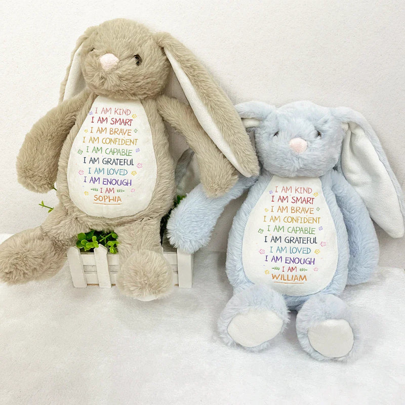 Personalized Stuffed Bunny for Kids - Affirmation Plush Toy with Custom Name Plaything MagicInPrints