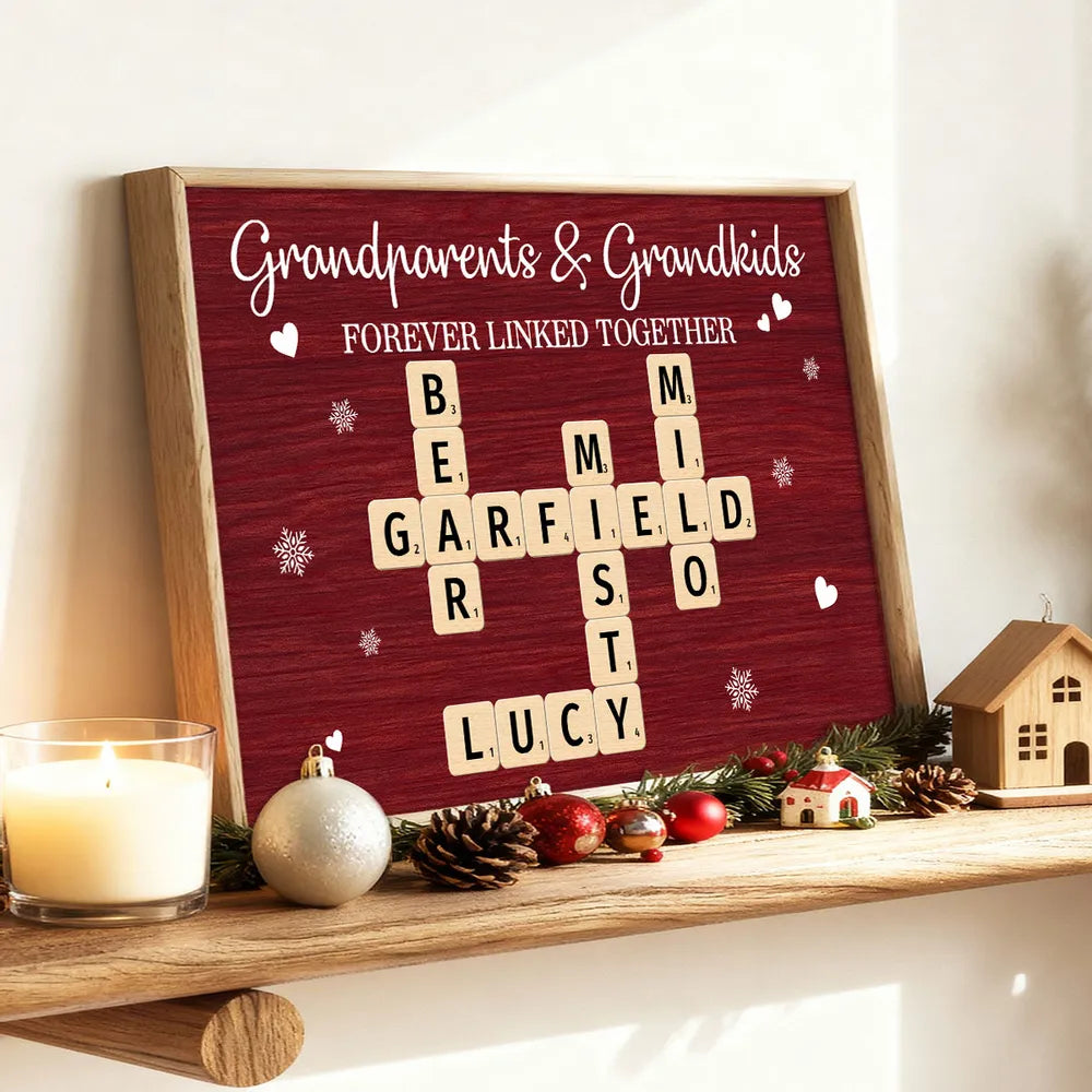 Personalized Grandparents & Grandkids Wall Art - Family Name Crossword Gift Poster or Canvas MagicInPrints