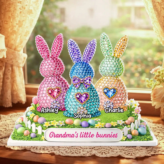Personalized Crystal Bunny Figurines for Kids - Easter Decoration Gift Plaque MagicInPrints