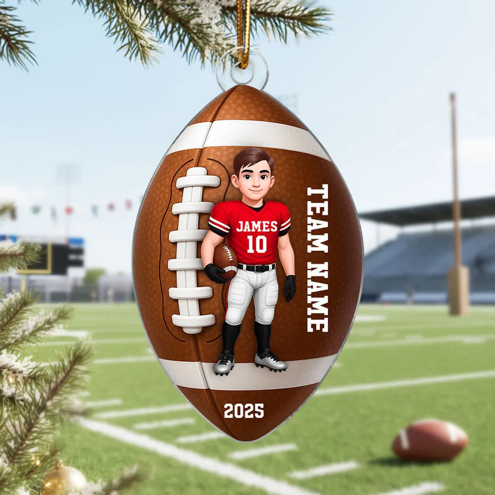 Personalized Football Ornament for Kids with Custom Name and Year - Christmas Tree Decoration Ornament MagicInPrints