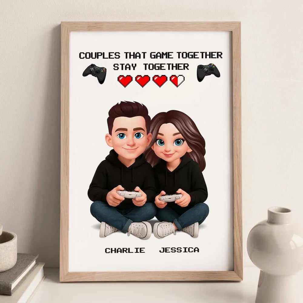Personalized Gamer Couple Poster for Couples - Fun Gaming Decor Poster or Canvas MagicInPrints