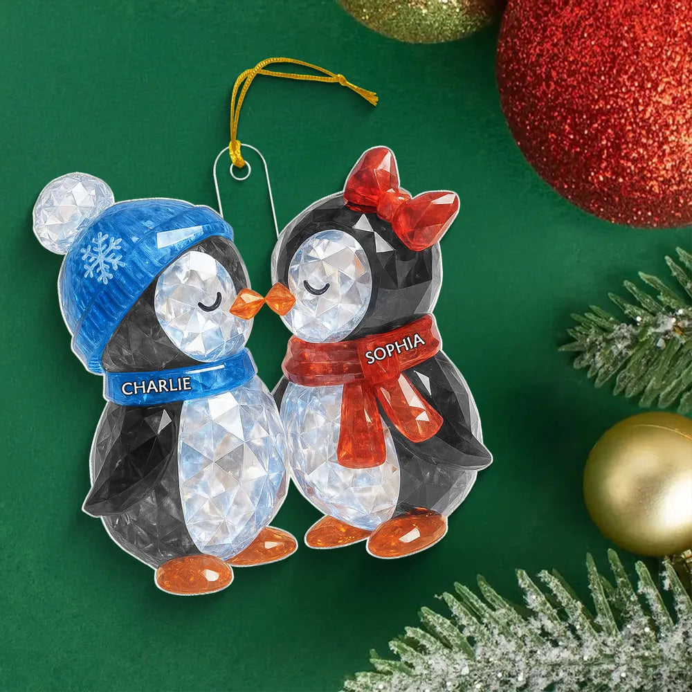 Personalized Penguin Couple Ornament for Christmas - Custom Names Winter Decoration Ornament MagicInPrints