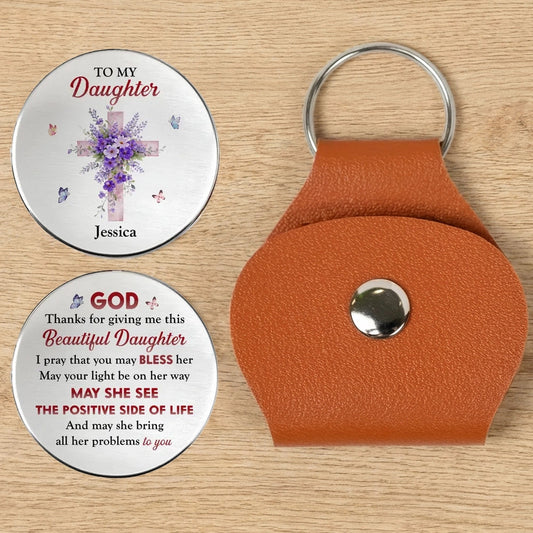 Personalized Leather Keychain for Daughter with Inspirational Message - Sentimental Gift Keychain MagicInPrints