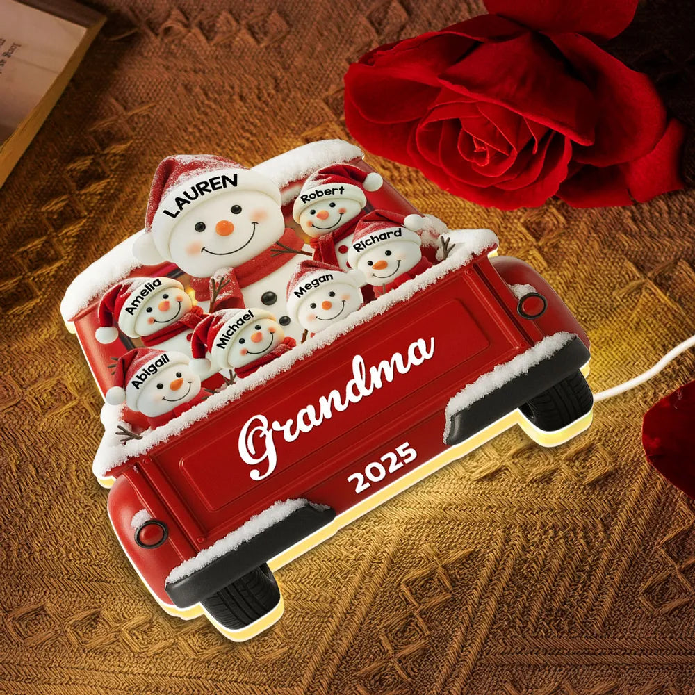 Personalized Snowman Family Ornament for Grandma - Christmas 2025 Decoration Plaque MagicInPrints