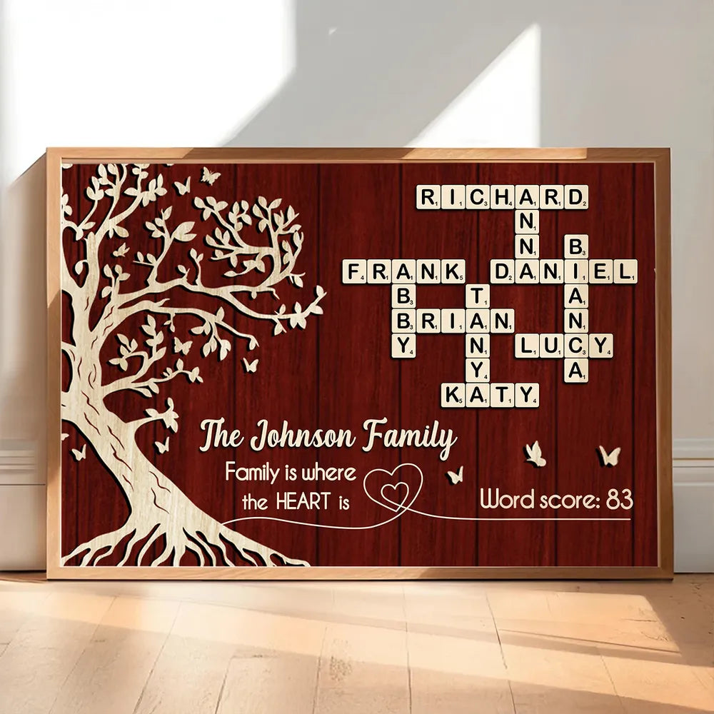 Personalized Family Tree Canvas Art - Custom Name Crossword for Home Decor Poster or Canvas MagicInPrints