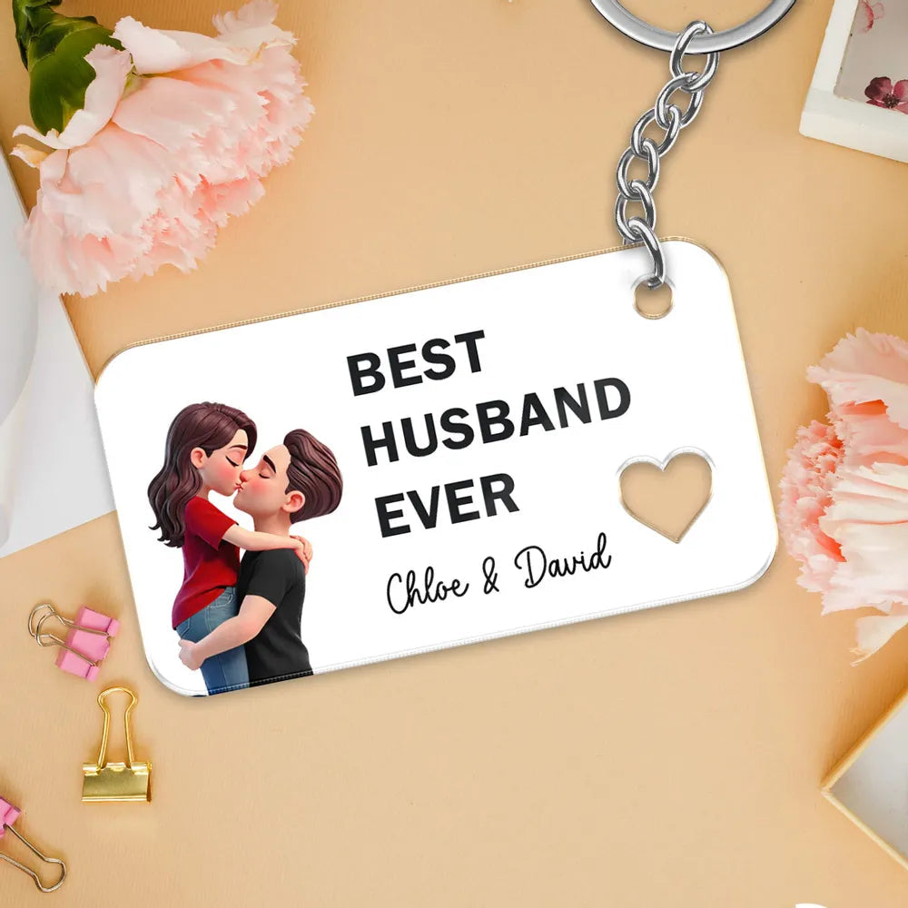 Personalized Keychain for Wife with Heart Design - Romantic Gift Keychain MagicInPrints