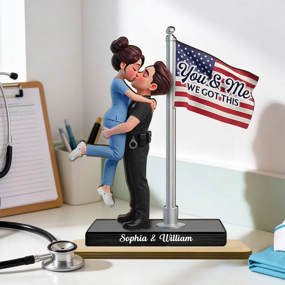 Personalized Couple Figurine for Police Officer and Nurse - Romantic Gift Plaque MagicInPrints