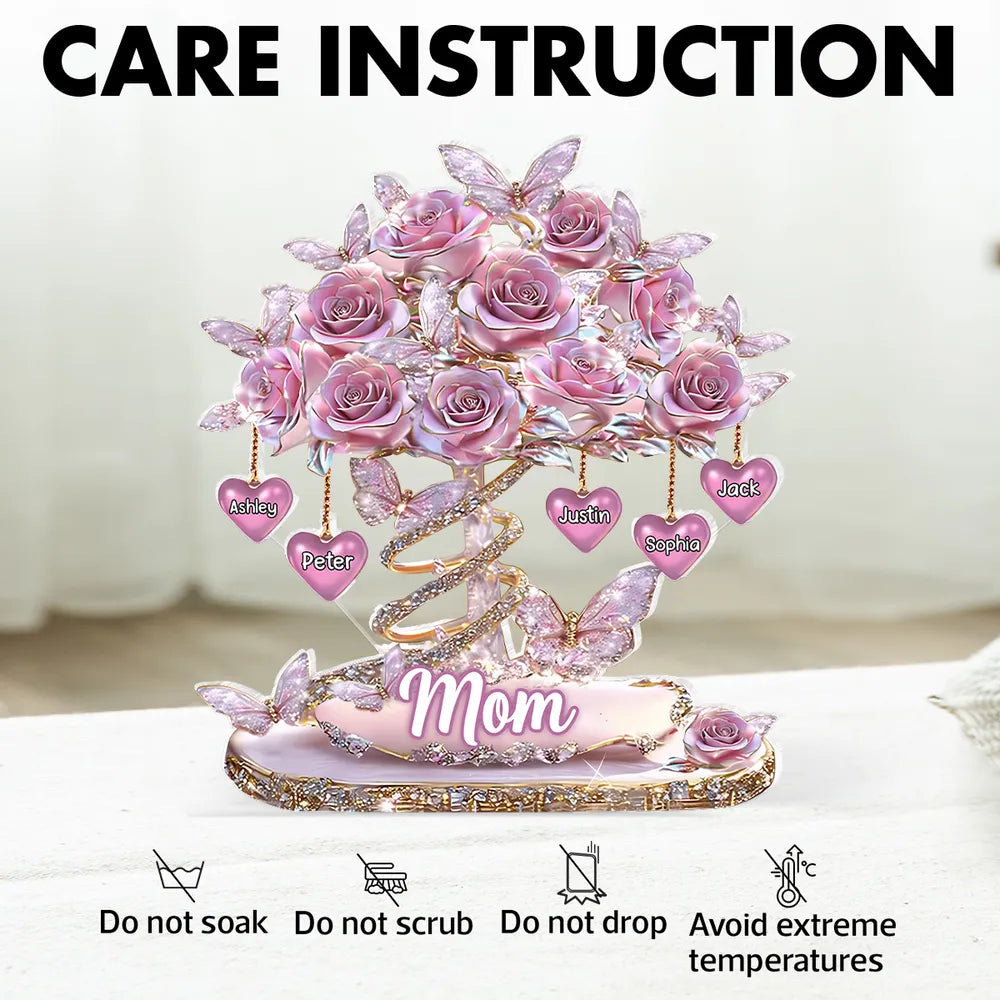Personalized Rose Butterfly Family Tree Ornament for Mom - Mother's Day Gift Plaque MagicInPrints