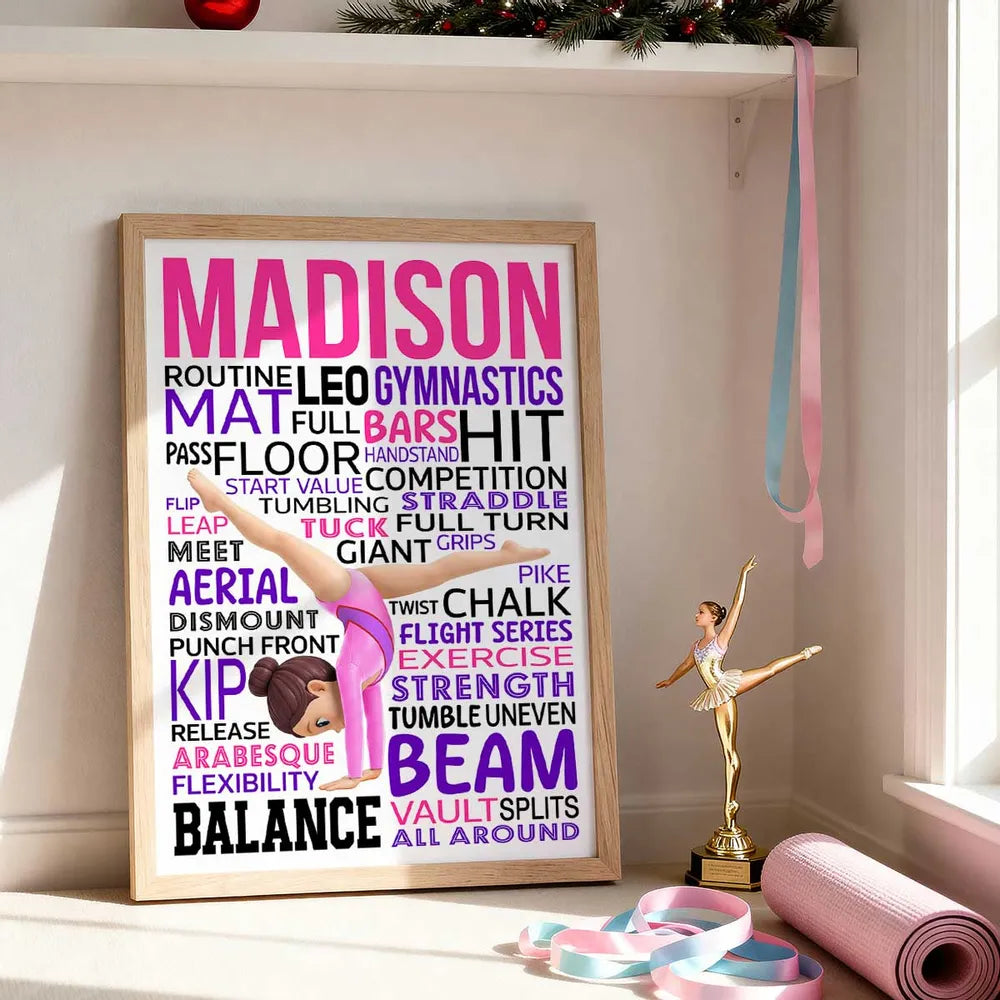 Personalized Gymnastics Word Art Poster for Kids - Custom Name Decor Poster or Canvas MagicInPrints