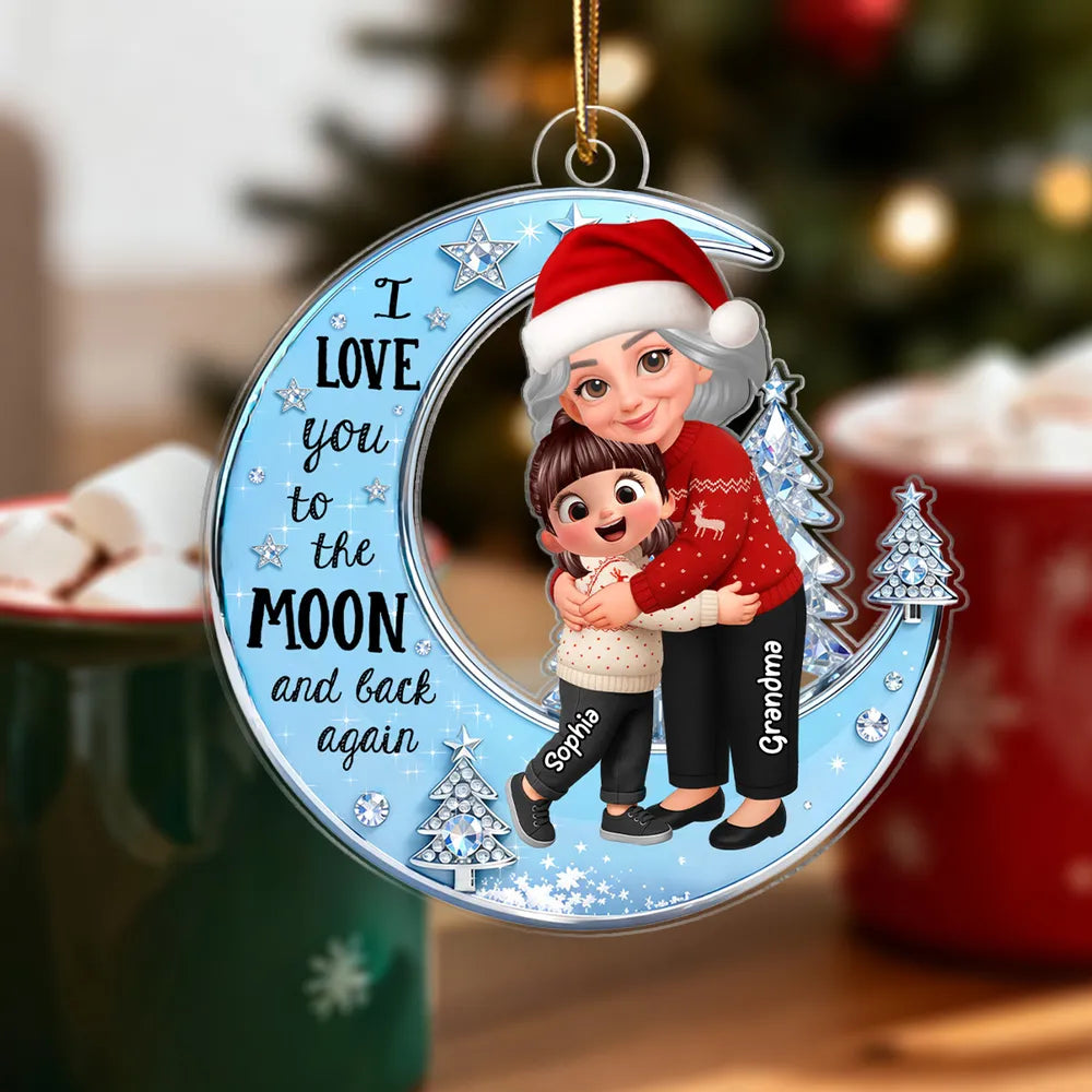 Personalized Christmas Ornament for Grandma and Child - I Love You to the Moon and Back Ornament MagicInPrints