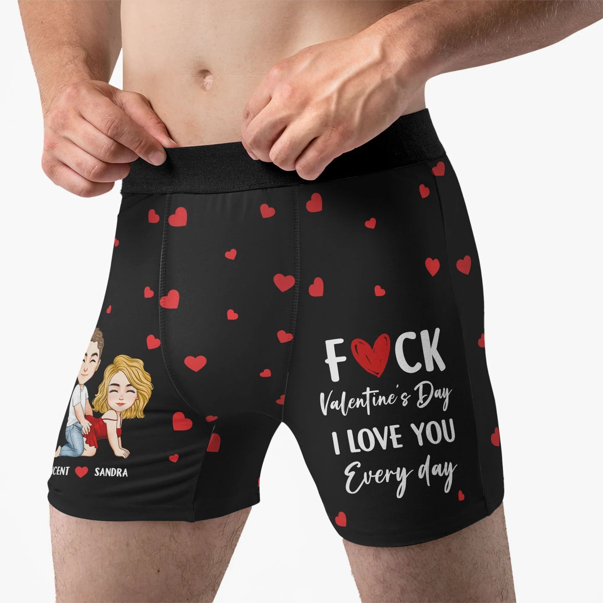 Personalized Boxer Briefs for Couples with Custom Cartoon Design - Valentine's Day Gift Underwear MagicInPrints