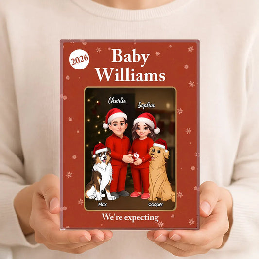 Personalized Family Christmas Ornament for Expecting Parents - Holiday Announcement Keepsake Plaque MagicInPrints