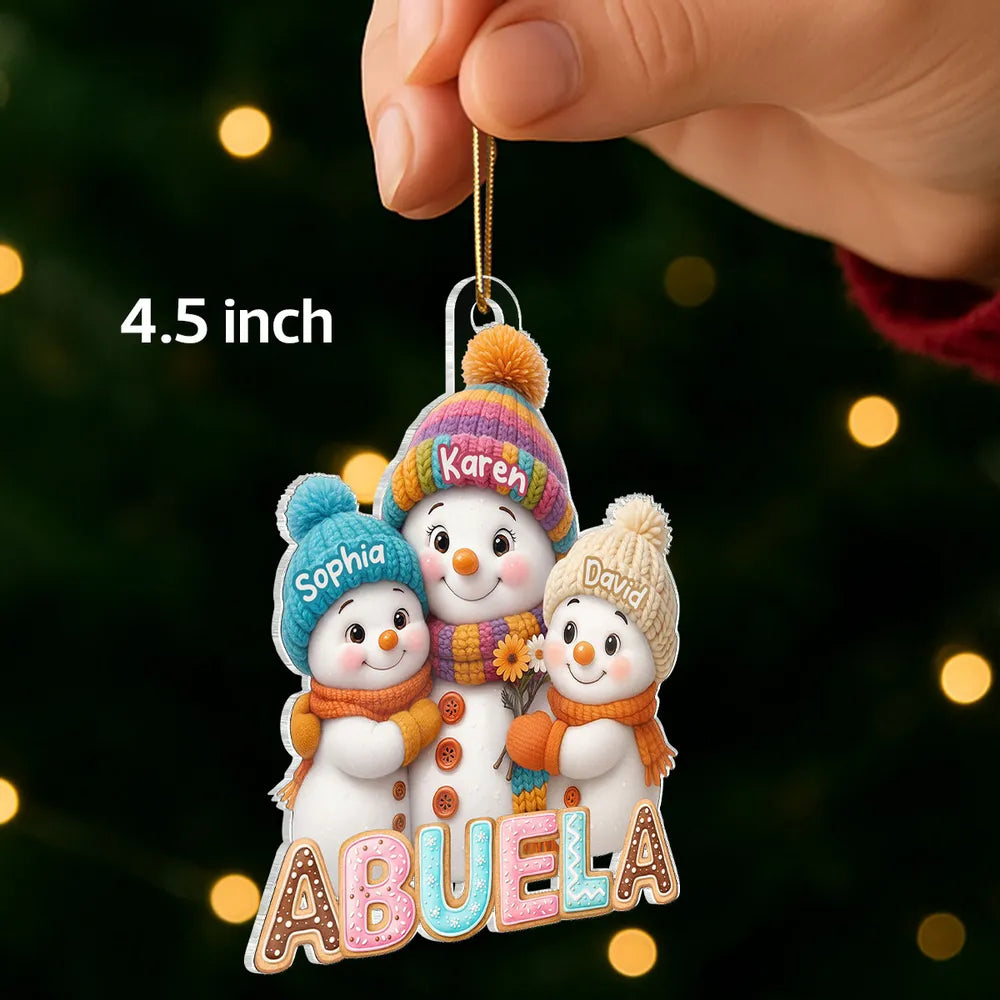 Personalized Snowman Family Christmas Ornament for Grandma - Holiday Decoration Ornament MagicInPrints