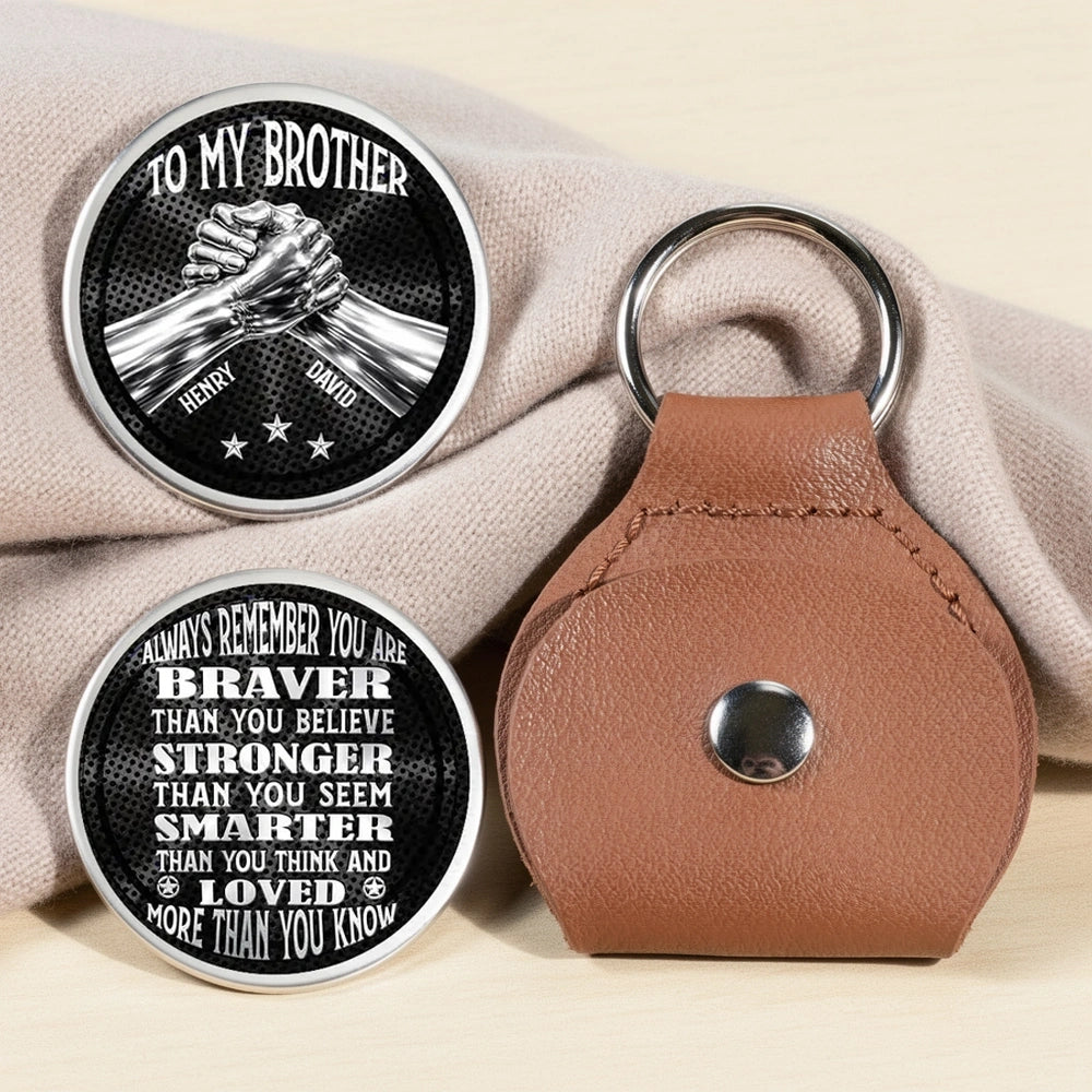 Engraved Leather Keychain for Brother - Sentimental Gift for Special Occasions Keychain MagicInPrints