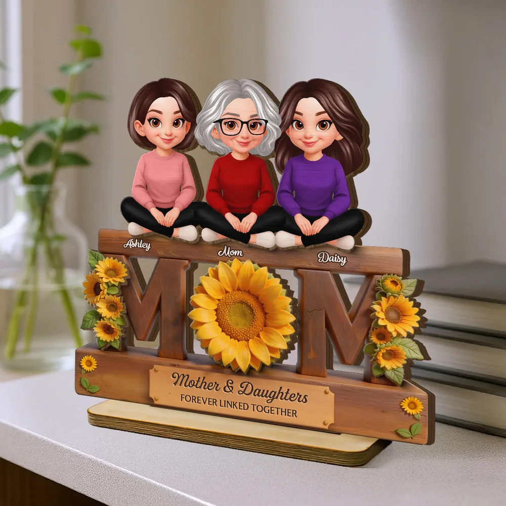 Personalized Mother & Daughters Wooden Plaque with Sunflower Design - Sentimental Gift for Mom Plaque MagicInPrints
