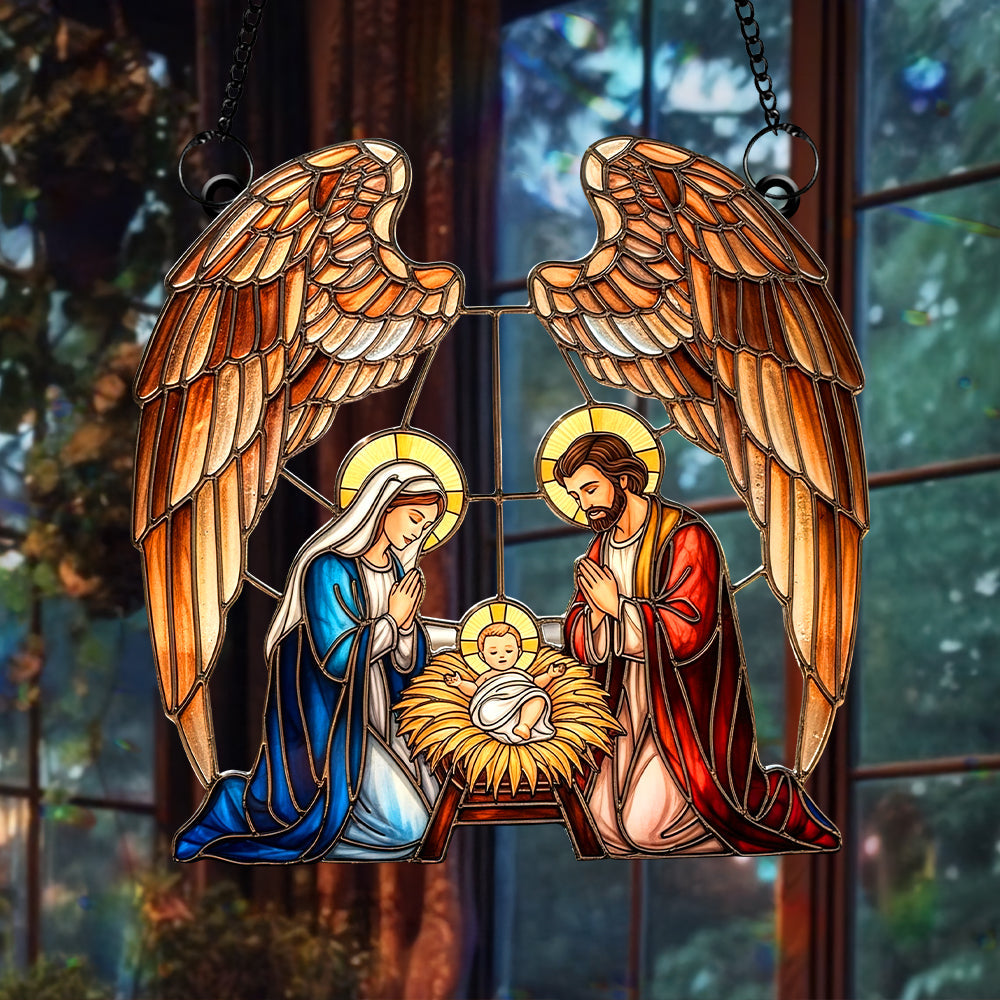 “Blessings of the Holy Family” - Personalized Suncatcher Ornament - Unique Christmas Gift for Christians, Family & Friends Ornament MagicInPrints