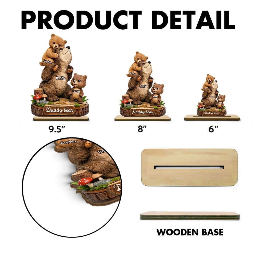 Personalized Bear Family Figurine for Dad - Custom Names Gift Plaque MagicInPrints