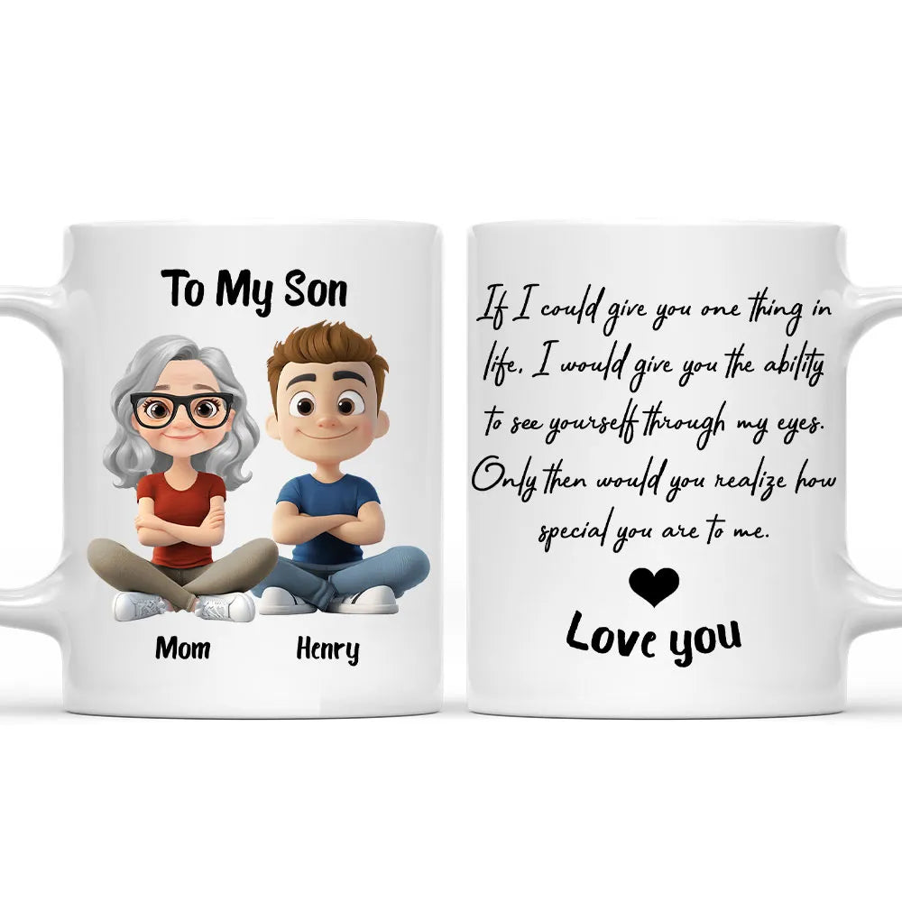 Personalized Mug for Son - Cartoon Character Design with Heartfelt Message Cup MagicInPrints