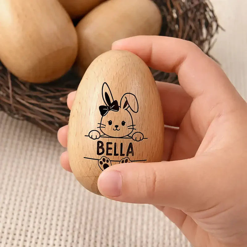 Personalized Wooden Easter Eggs for Kids with Bunny Design - Easter Basket Gift Musical Instruments MagicInPrints