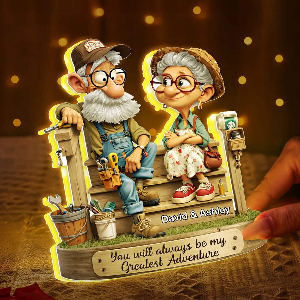 Personalized Grandparent Figurine Gift - Custom Couple LED Light - Sentimental Home Decor Plaque MagicInPrints
