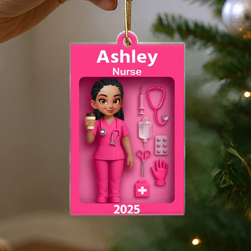 Personalized Nurse Ornament for Healthcare Professionals - 2025 Holiday Gift Ornament MagicInPrints