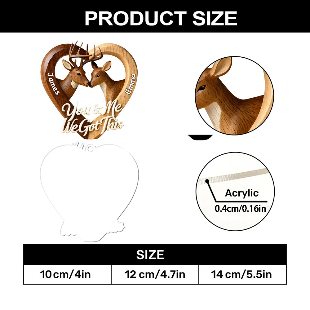 Personalized Deer Couple Ornament for Couples - Romantic Christmas Gift Ornament MagicInPrints