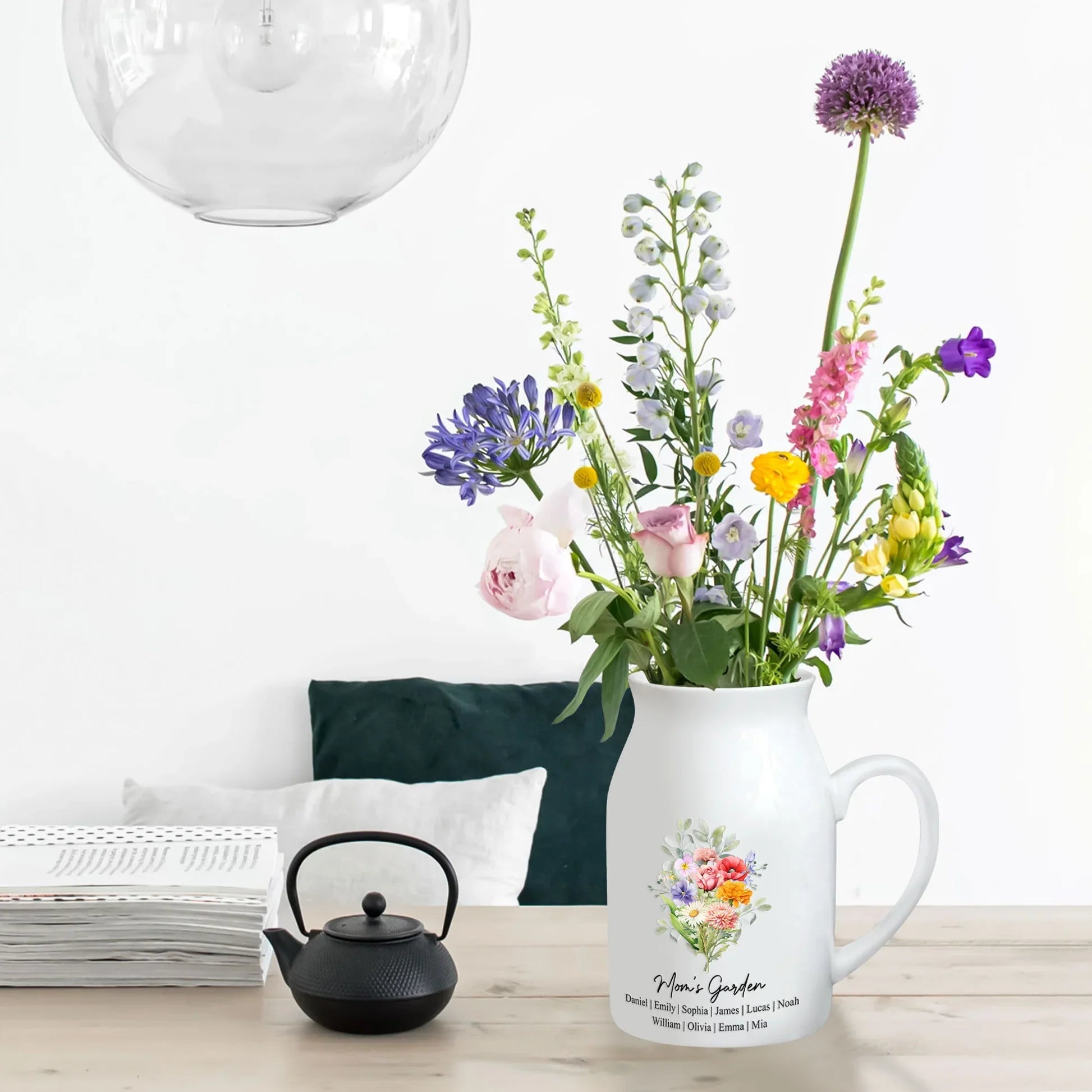 Personalized Ceramic Flower Vase for Mom - Custom Family Names Gift Vase MagicInPrints