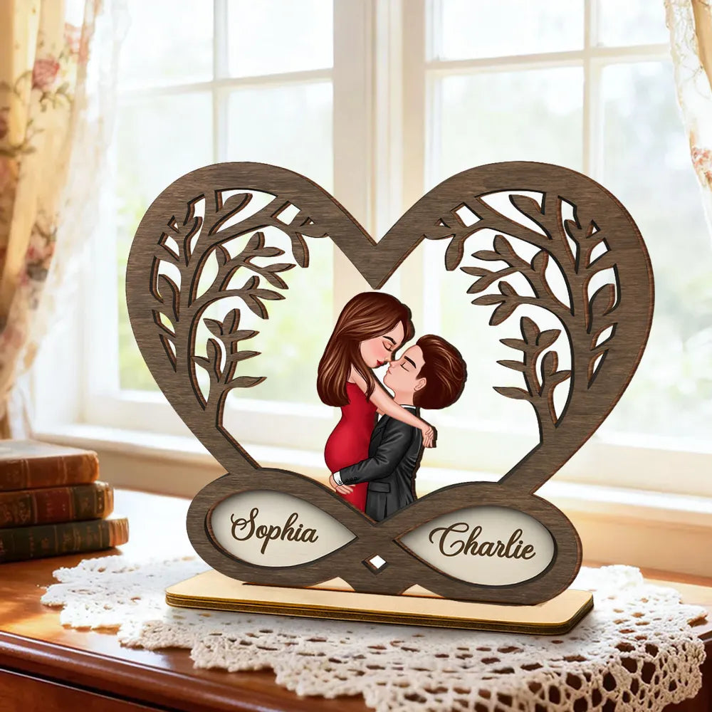 Personalized Wooden Heart Couple Figurine for Couples - Romantic Anniversary Gift Plaque MagicInPrints