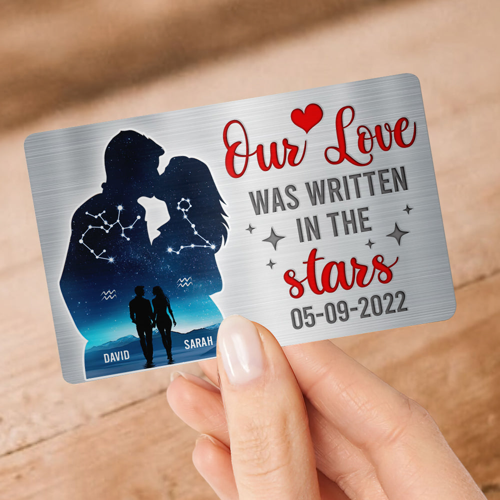 Custom Couple Aluminum Wallet Card - Our Love Was Written in the Stars Wallet Card PopCulturePrints