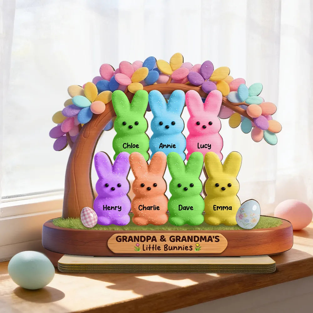 Personalized Family Bunny Figurines for Grandparents - Easter Gift Decor Plaque MagicInPrints