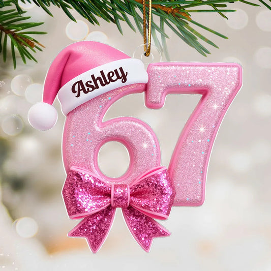 Personalized Pink Glitter Christmas Ornament for Teens - Holiday Decoration Ornament MagicInPrints