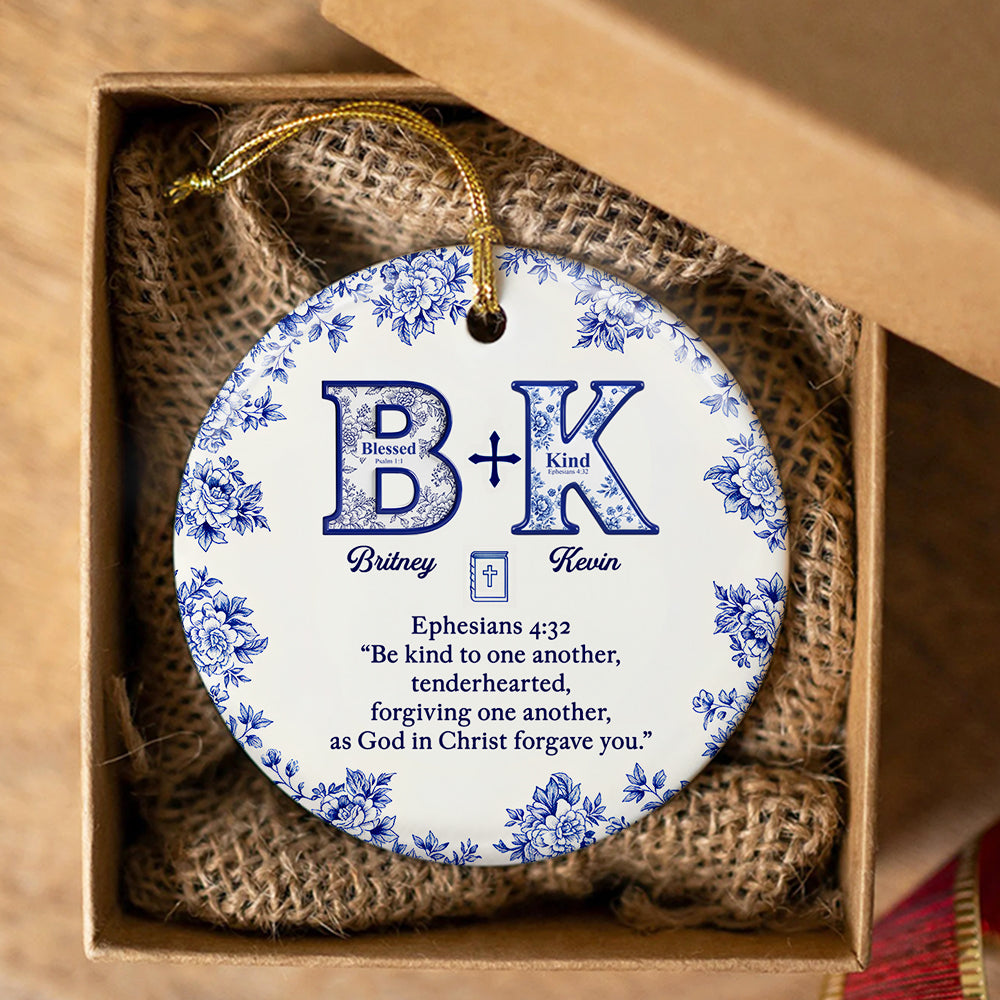 Blessed & Kind: Personalized Faith & Love Christmas Ornament - Perfect Gift for Couples Ornament MagicInPrints