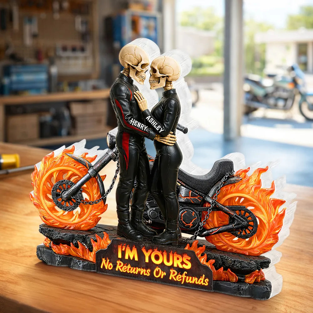 Personalized Skeleton Couple Figurine for Bikers - Romantic Gift Plaque MagicInPrints