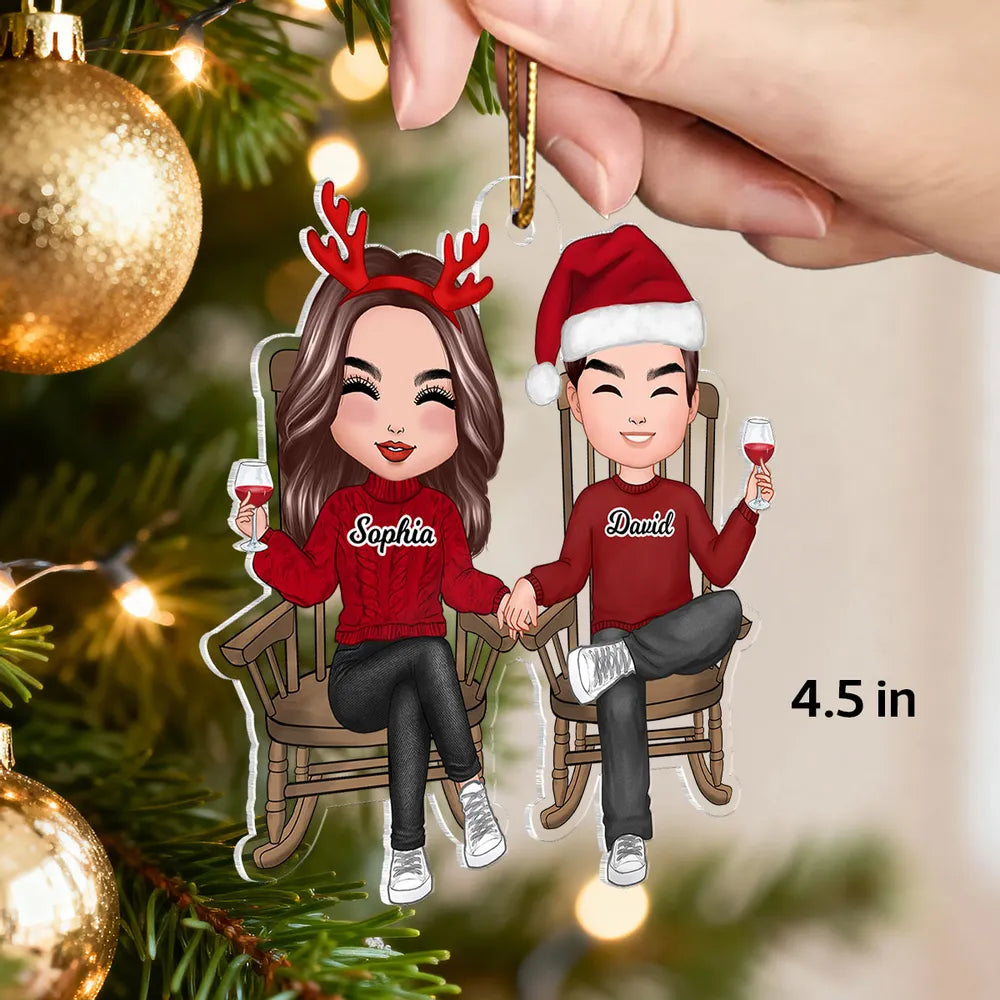Personalized Couple Car Ornament for Christmas - Custom Names & Holiday Design Car Hanger MagicInPrints