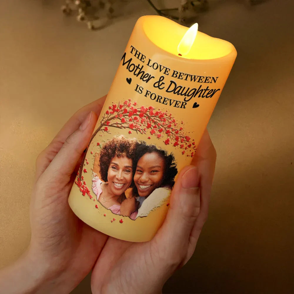 Customizable LED Candle for Mother & Daughter - Sentimental Gift Lamp MagicInPrints
