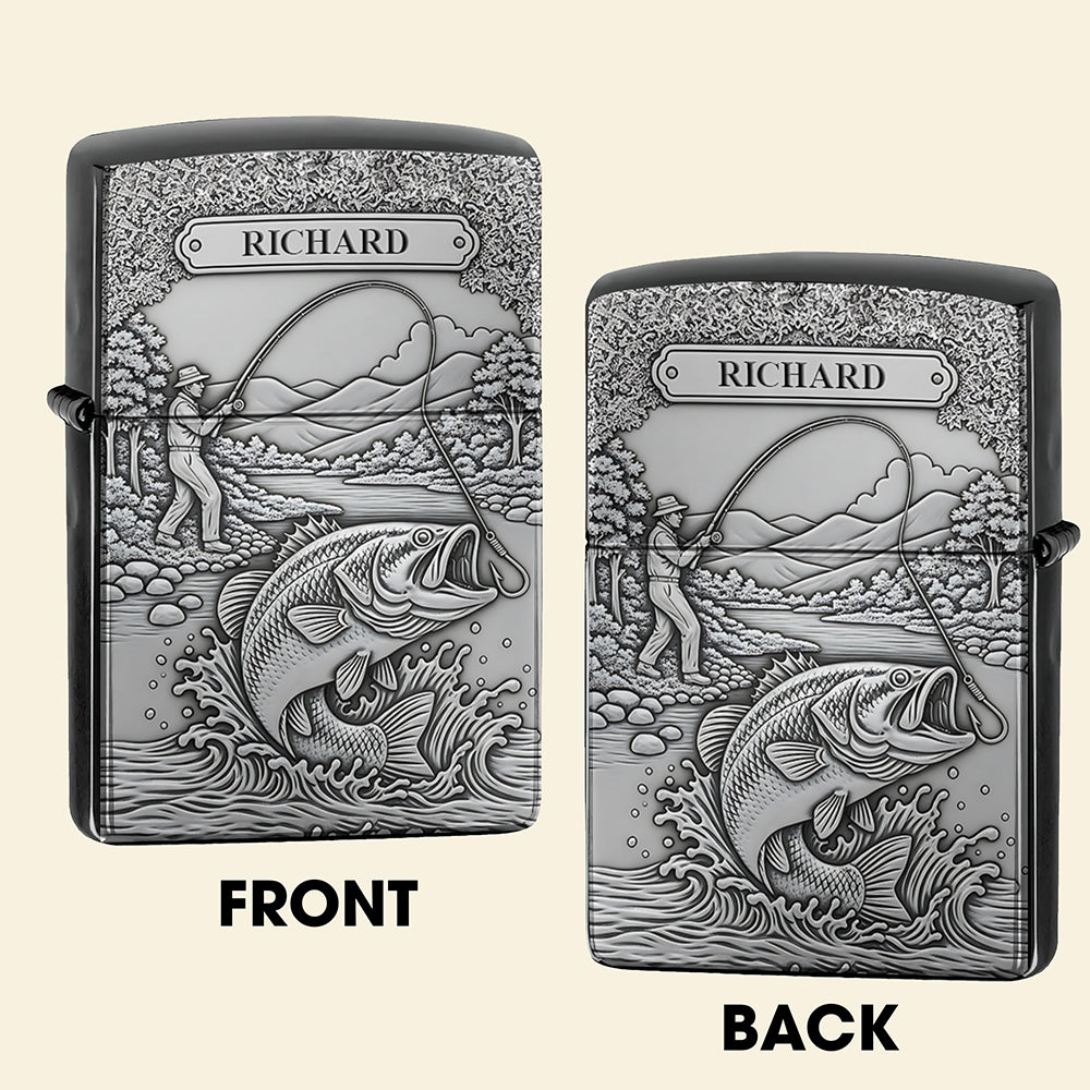 "Catch the Big One - Personalized Fishing Man Lighter" - Custom Gift for Fishing Enthusiasts Lighter MagicInPrints