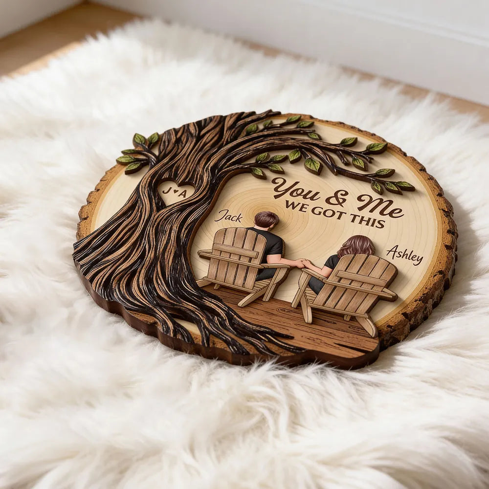 Personalized Wooden Plaque for Couples - You & Me Tree Design Plaque MagicInPrints