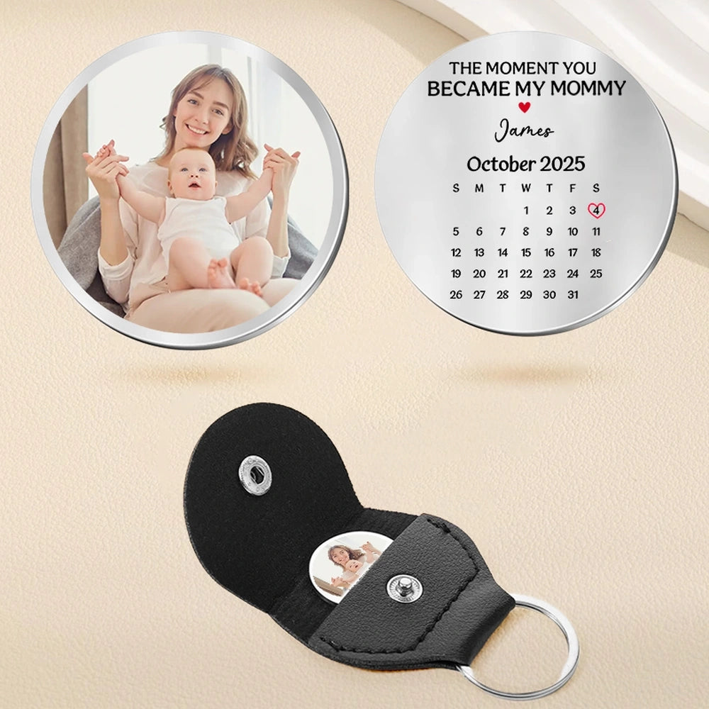 Personalized Leather Keychain for New Moms - Sentimental Gift for Mother's Day Keychain MagicInPrints